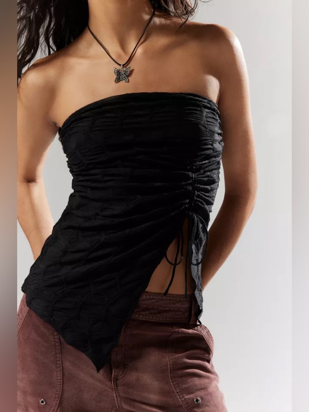 UO Remy textured tube top black size medium